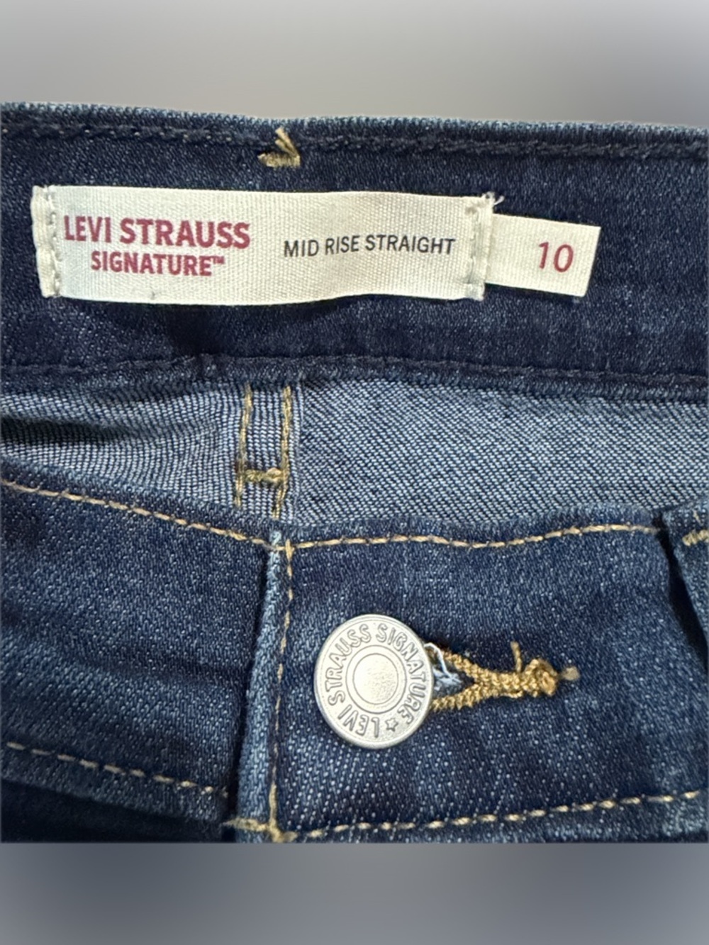 Levi Strauss Signature Women's Medium Dark Blue Midrise Jeans - Picture 2 of 9